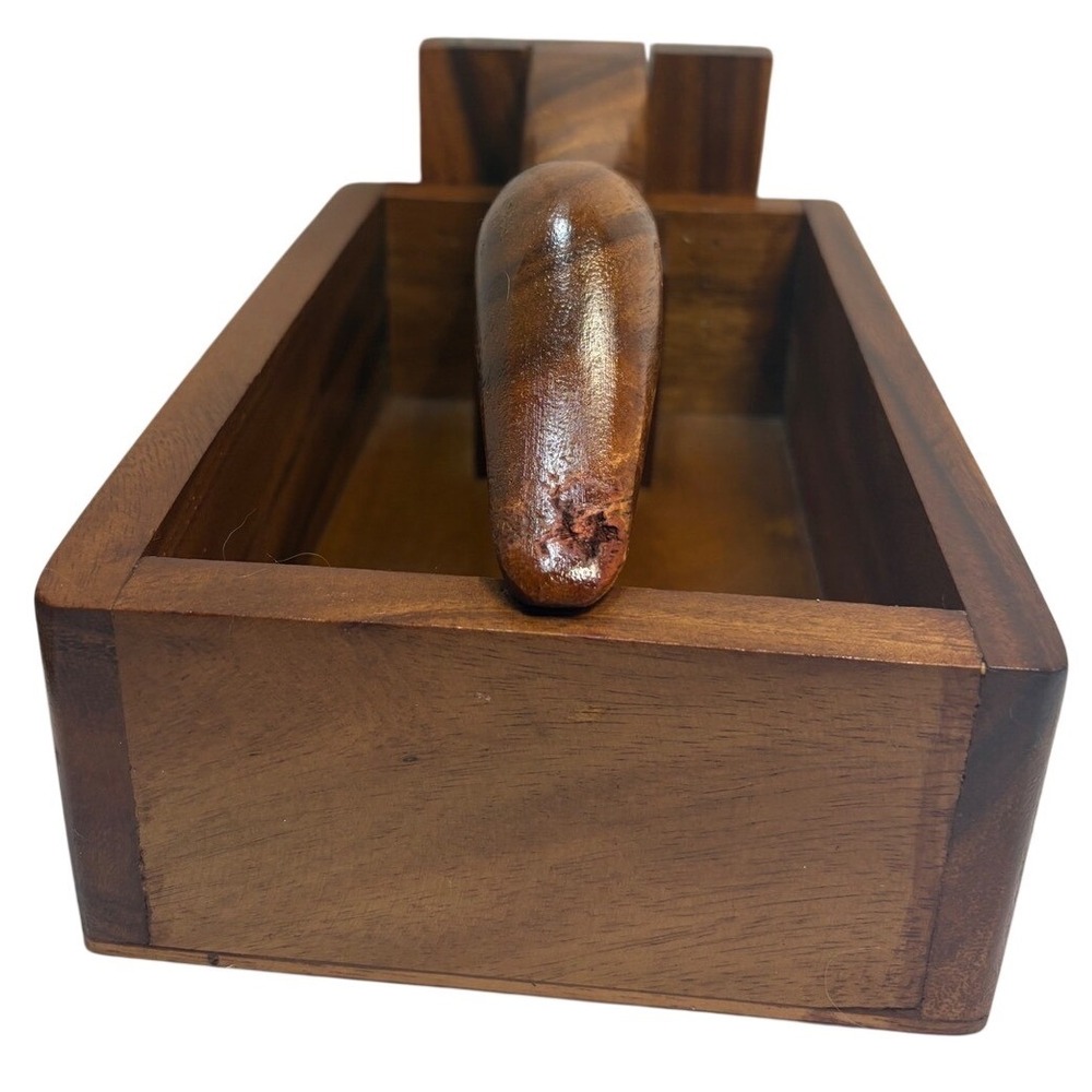 Hand Carved Wooden Duck Nutcracker Lever Action Shell Catcher Bowl Tray Vintage